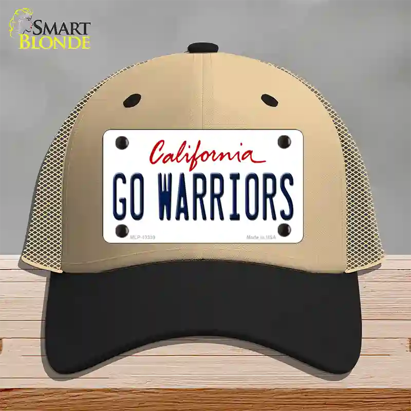 Go Warriors Novelty License Plate Hat Tag Mesh Khaki|Black