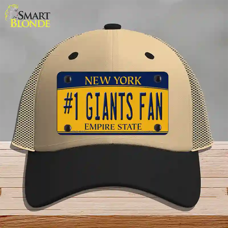 Number 1 Giants Fan New York Novelty License Plate Hat Tag Mesh Khaki|Black