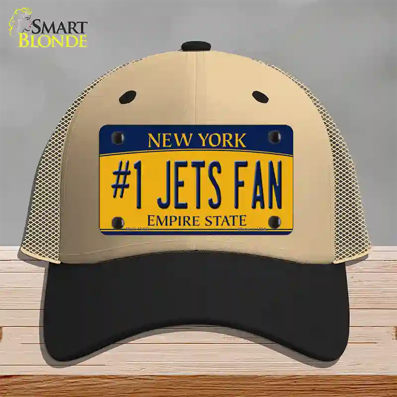 Number 1 Jets Fan New York Novelty License Plate Hat Tag Mesh Khaki|Black