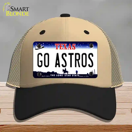 Go Astros Novelty License Plate Hat Tag Mesh / Khaki|Black