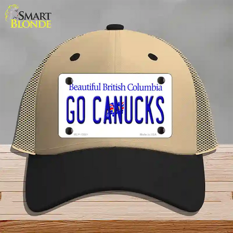 Go Canucks Novelty License Plate Hat Tag Mesh / Khaki|Black