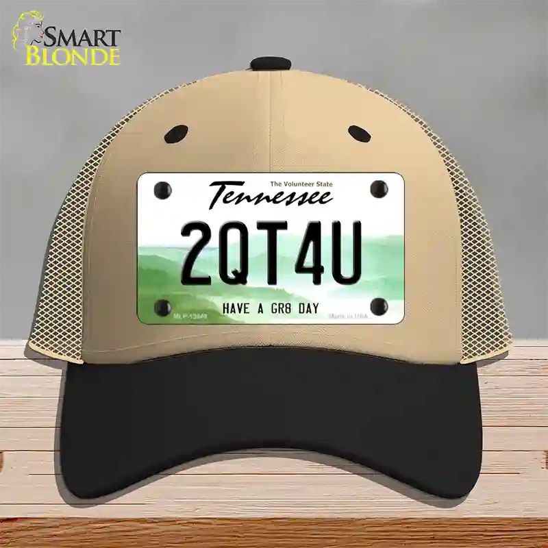 Too Cute For You Novelty License Plate Hat Tag Mesh Khaki|Black