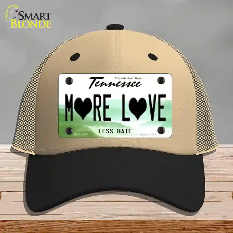 More Love Novelty License Plate Hat Tag Mesh Khaki|Black
