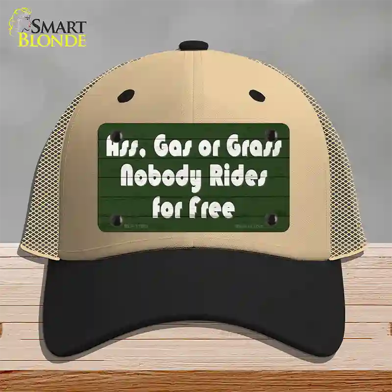 Ass Gas Or Grass Novelty License Plate Hat Tag Mesh Khaki|Black