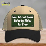 Ass Gas Or Grass Novelty License Plate Hat Tag Mesh Khaki|Black