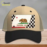 California Racing Flag Novelty License Plate Hat Tag Mesh Khaki|Black