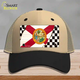 Florida Racing Flag Novelty License Plate Hat Tag Mesh Khaki|Black