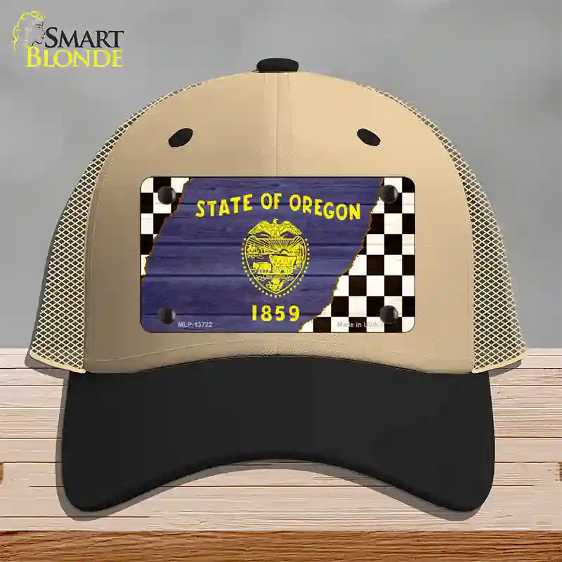 Oregon Racing Flag Novelty License Plate Hat Tag Mesh Khaki|Black
