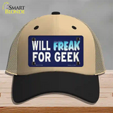 Will Freak For Geek Novelty License Plate Hat Tag Mesh Khaki|Black