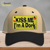 Kiss Me Im A Dork Novelty License Plate Hat Tag Mesh Khaki|Black