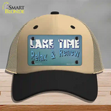Lake Time Novelty License Plate Hat Tag Mesh Khaki|Black