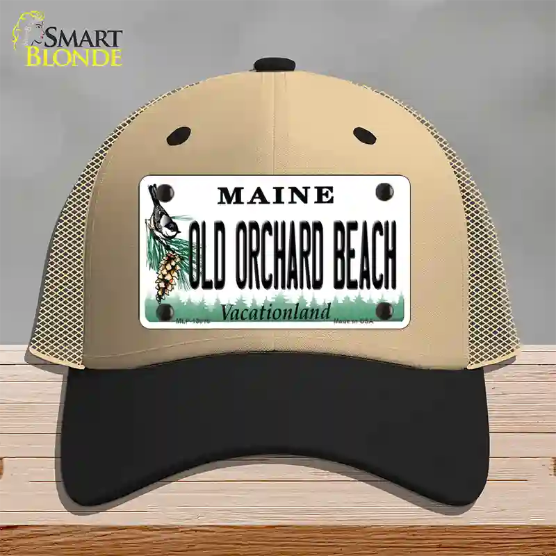 Old Orchard Beach Maine Novelty License Plate Hat Tag Mesh Khaki|Black