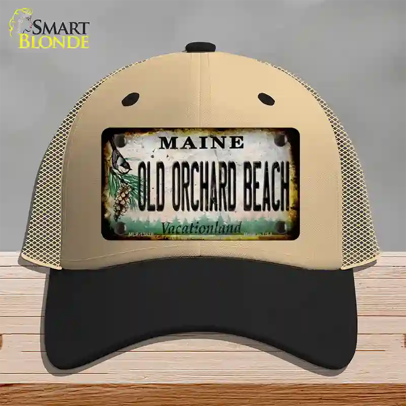 Old Orchard Beach Maine Rusty Novelty License Plate Hat Tag Mesh Khaki|Black