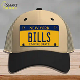 Bills New York Yellow Novelty License Plate Hat Tag Mesh Khaki|Black