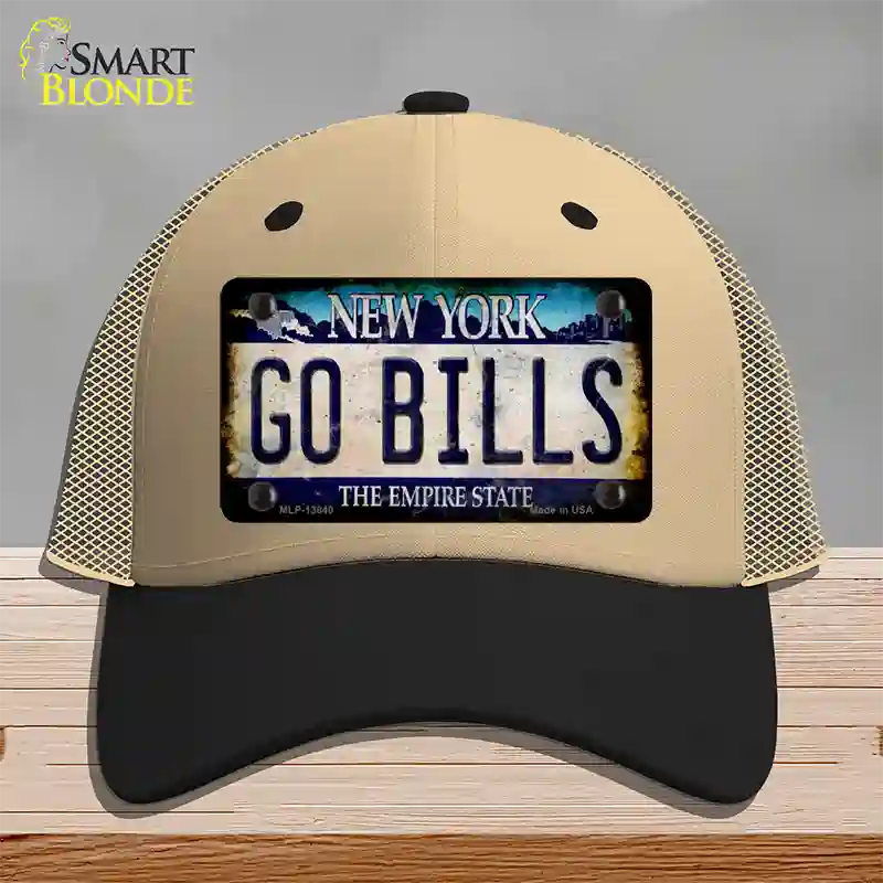Go Bills New York Rusty Novelty License Plate Hat Tag Mesh Khaki|Black