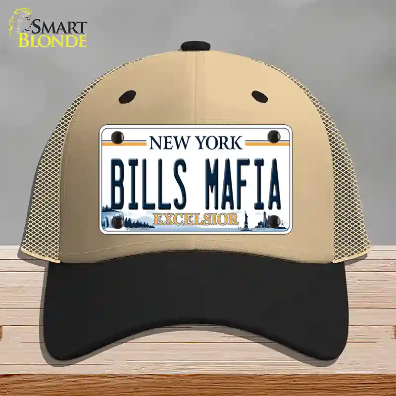 Bills Mafia NY Excelsior Novelty License Plate Hat Tag Mesh Khaki|Black