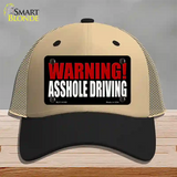 Warning Asshole Driving Novelty License Plate Hat Mesh / Khaki|Black