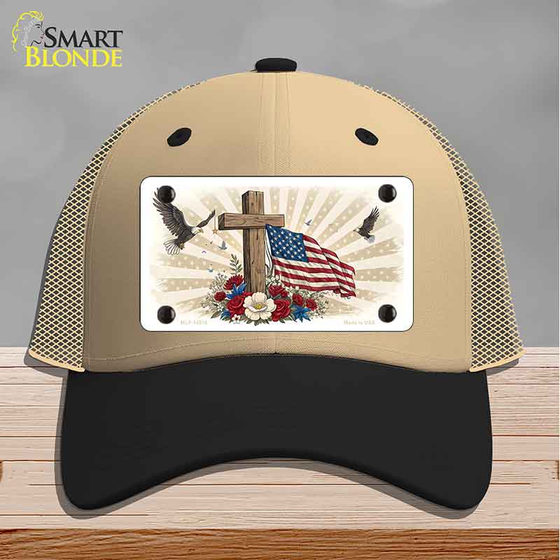 Eagle Flag and Cross Novelty License Plate Hat HAT-MLP-14510