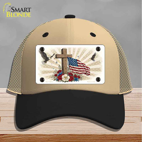 Eagle Flag and Cross Novelty License Plate Hat HAT-MLP-14510