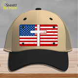 American Flag with Cross Novelty License Plate Hat HAT-MLP-14518
