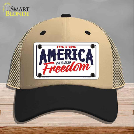 America 250 Years Novelty License Plate Hat HAT-MLP-14546 Mesh Khaki|Black