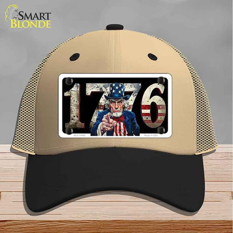 1776 Uncle Sam Novelty License Plate Hat HAT-MLP-14548 Mesh Khaki|Black