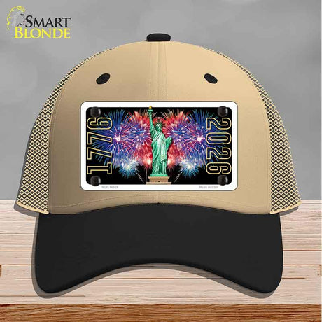 Lady Liberty Fireworks Novelty License Plate Hat HAT-MLP-14549 Mesh Khaki|Black