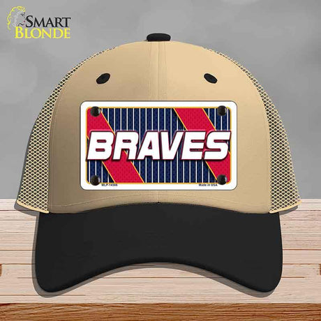 BRAVES Graphic Novelty License Plate Hat HAT-MLP-14566 Mesh Khaki|Black