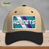 Beige and black cap with Hornets logo on a gray background