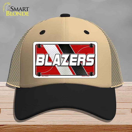 Beige and black cap with 'BLAZERS' logo on a gray background