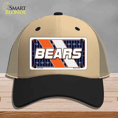 BEARS Graphic Novelty License Plate Hat HAT-MLP-14630 Mesh Khaki|Black