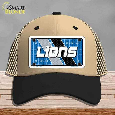 LIONS Graphic Novelty License Plate Hat HAT-MLP-14635 Mesh Khaki|Black