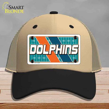 DOLPHINS Graphic Novelty License Plate Hat HAT-MLP-14644 Mesh Khaki|Black
