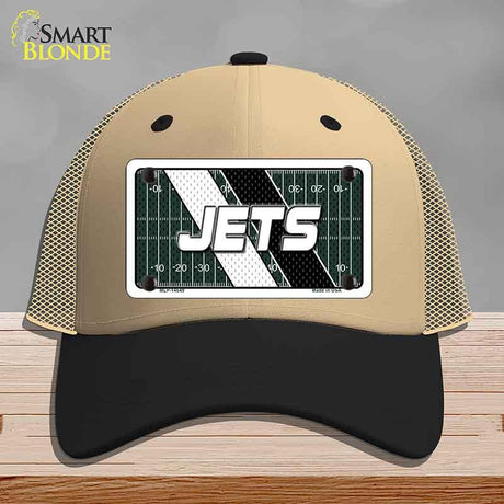 JETS Graphic Novelty License Plate Hat HAT-MLP-14649 Mesh Khaki|Black