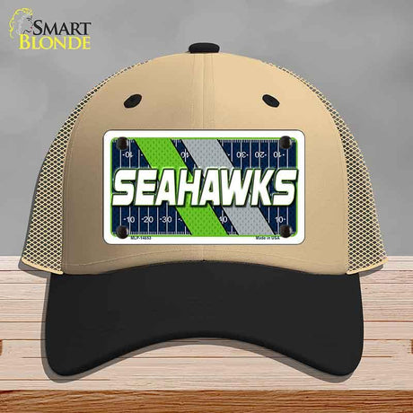 SEAHAWKS Graphic Novelty License Plate Hat HAT-MLP-14653 Mesh Khaki|Black