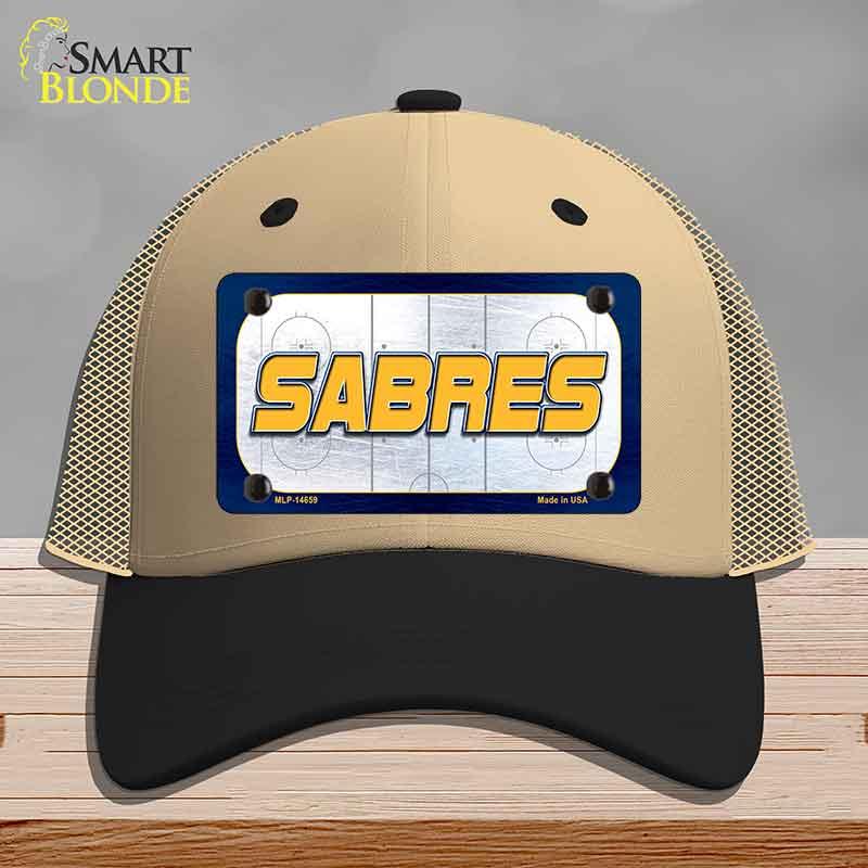 SABRES Graphic Novelty License Plate Hat HAT-MLP-14659 Mesh Khaki|Black