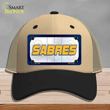 SABRES Graphic Novelty License Plate Hat HAT-MLP-14659 Mesh Khaki|Black
