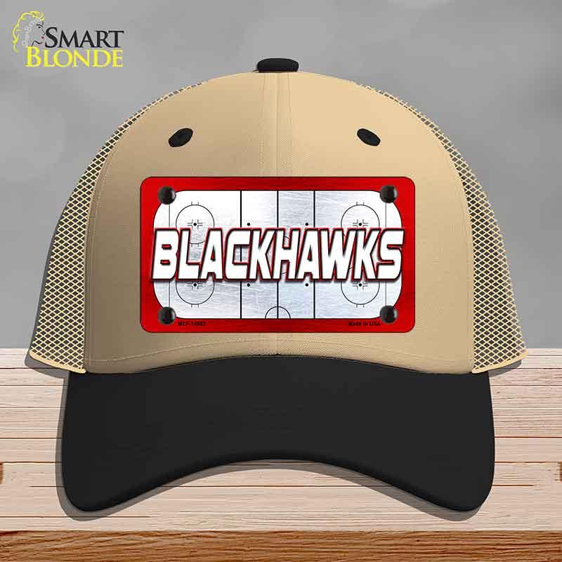 BLACKHAWKS Graphic Novelty License Plate Hat HAT-MLP-14662 Mesh Khaki|Black