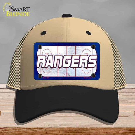 RANGERS Graphic Novelty License Plate Hat HAT-MLP-14675 Mesh Khaki|Black