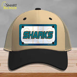 SHARKS Graphic Novelty License Plate Hat HAT-MLP-14679 Mesh Khaki|Black