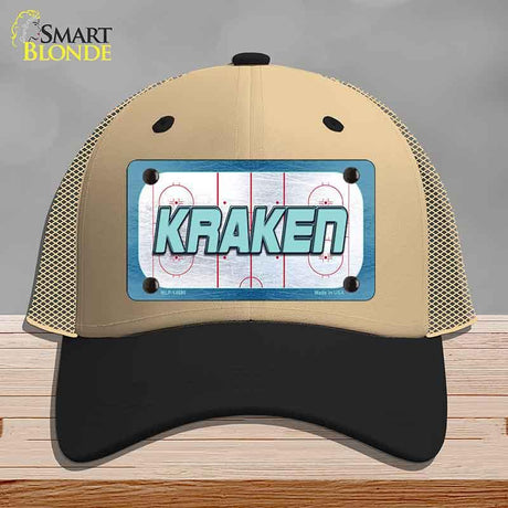 KRAKEN Graphic Novelty License Plate Hat HAT-MLP-14680 Mesh Khaki|Black