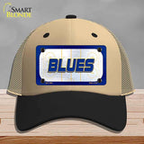 BLUES Graphic Novelty License Plate Hat HAT-MLP-14681 Mesh Khaki|Black