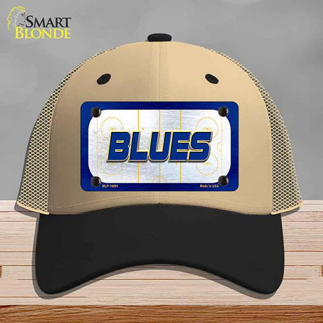 BLUES Graphic Novelty License Plate Hat HAT-MLP-14681 Mesh Khaki|Black