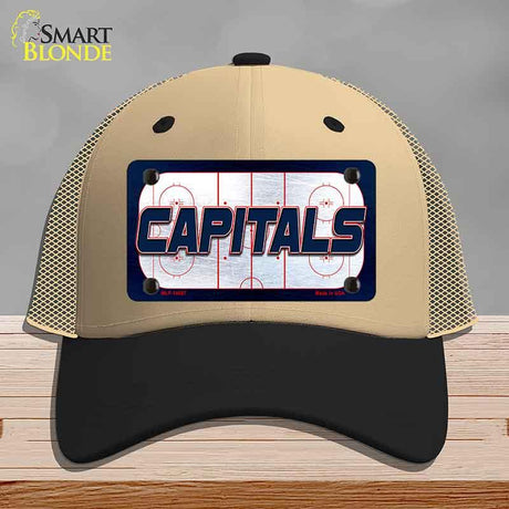 CAPITALS Graphic Novelty License Plate Hat HAT-MLP-14687 Mesh Khaki|Black