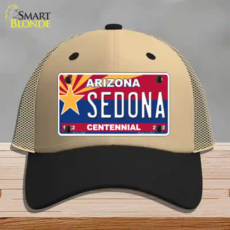 Arizona Centennial Sedona Novelty License Plate Hat Mesh / Khaki|Black
