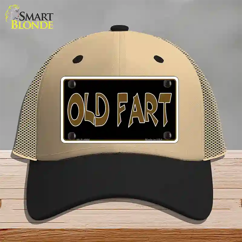 Old Fart Novelty License Plate Hat Mesh / Khaki|Black
