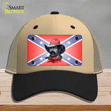 Confederate Flag Cowboy Novelty License Plate Hat Mesh / Khaki|Black