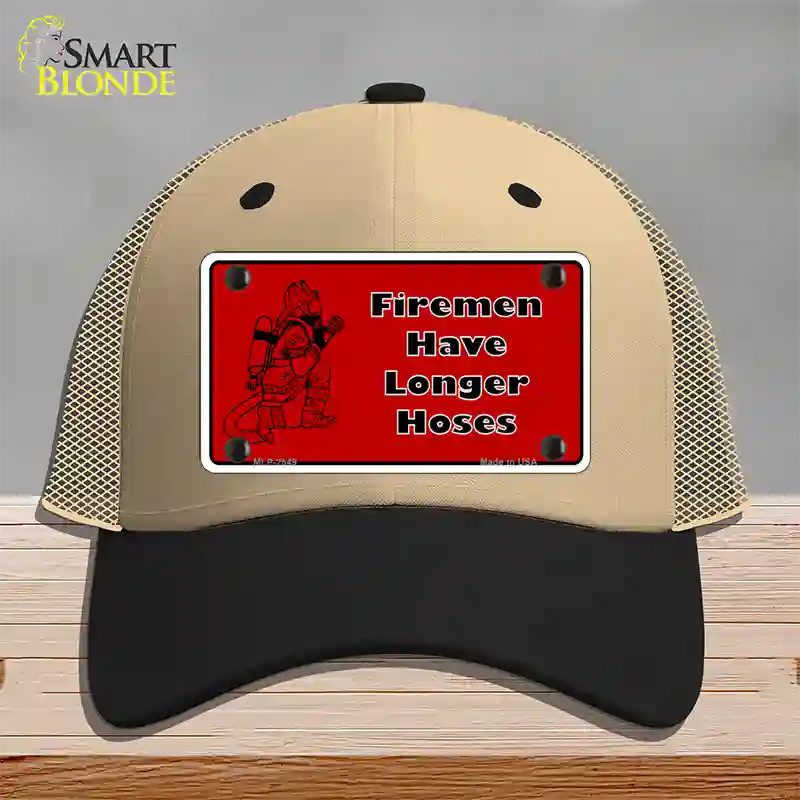 Fireman Have Longer Hoses Novelty License Plate Hat Mesh / Khaki|Black