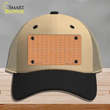 Orange White Chevron Novelty License Plate Hat Mesh / Khaki|Black