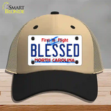 Blessed North Carolina Novelty License Plate Hat Mesh / Khaki|Black